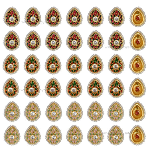 Meenakari Kundan Beads | Size : 15mm | Qty : 12pcs | C-663