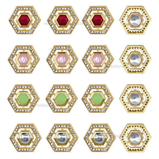 Meenakari Kundan Beads | Size : 18mm | Qty : 12pcs | C-635