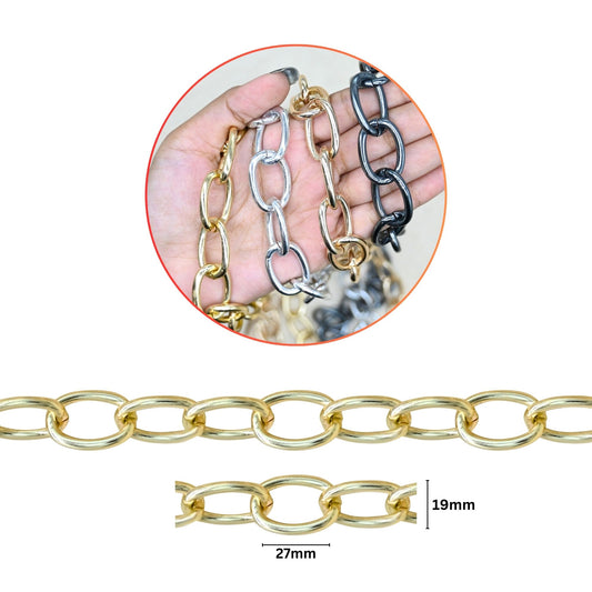 Aluminium Chain | Size : W-19mm H-27mm | Qty : 1mtr | JT-19-35-32