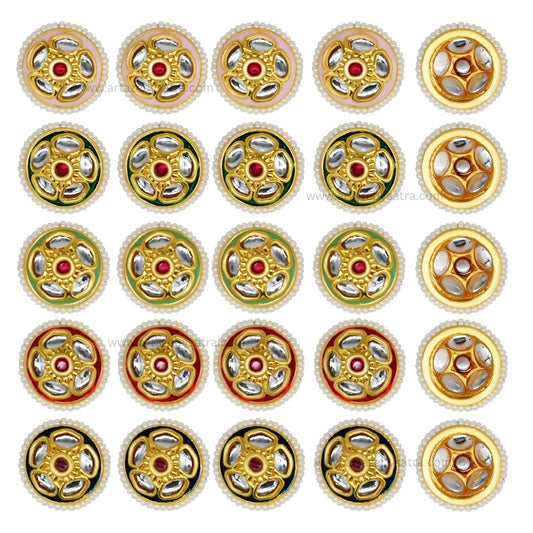 Meenakari Kundan Beads | Size : 17mm | Qty : 12pcs | C-285