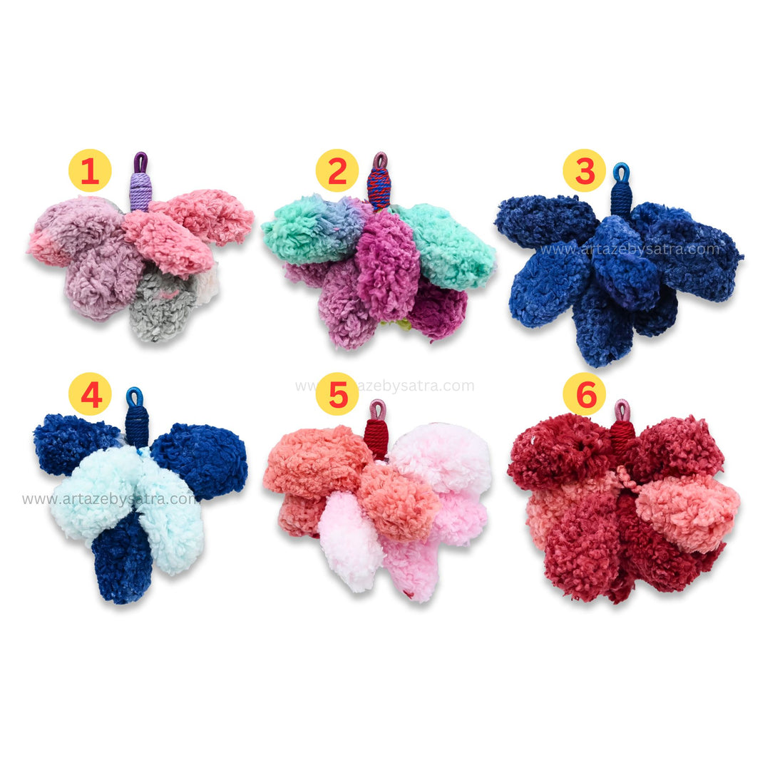 Woolen Pom Pom Tassels | Length : 75mm | Qty : 2pcs