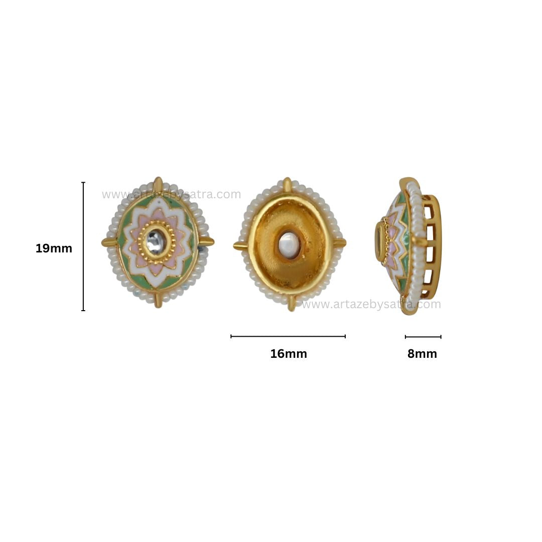 Meenakari Kundan Beads | Size : 18mm | Qty : 12pcs | C-866