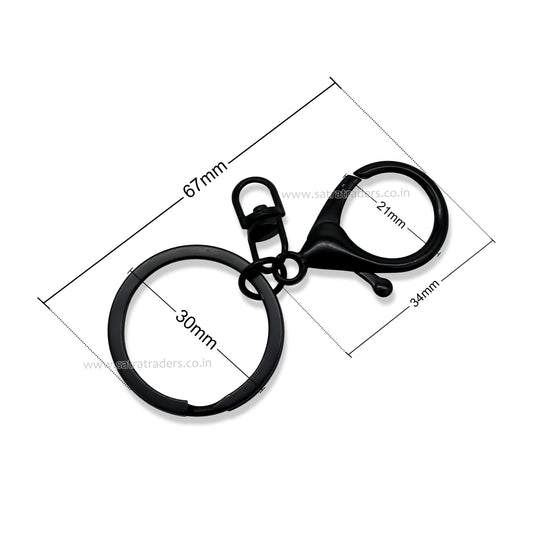 Matt Black Lobster Claw Clasp | Size : 67mm | Qty : 10pcs