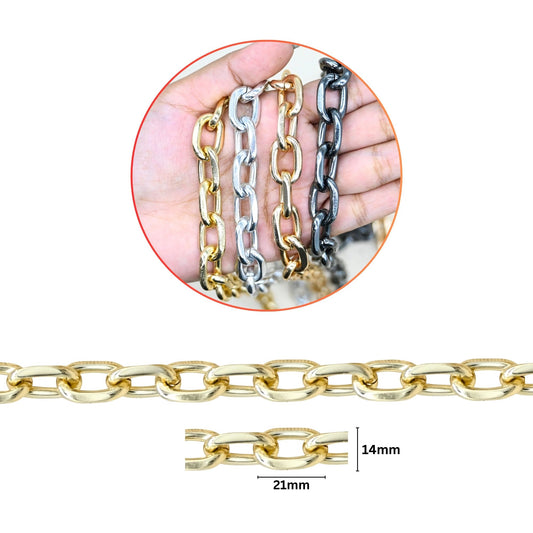 Aluminium Chain | Size : W-14mm H-21mm | Qty : 1mtr | JT-19-35-33