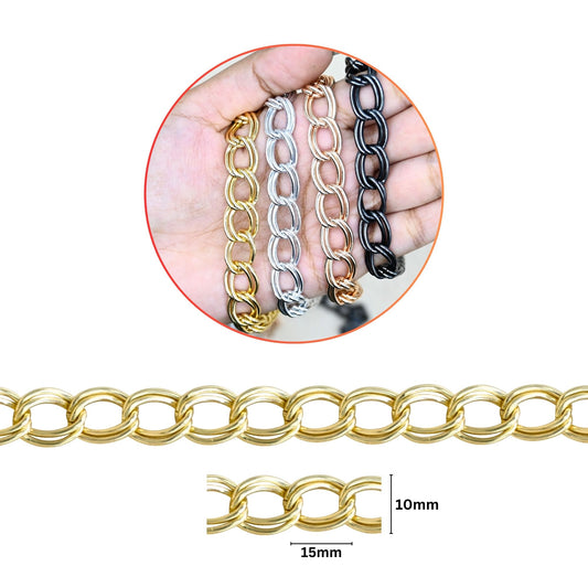 Aluminium Chain | Size : W-10mm H-15mm | Qty : 1mtr | JT-19-35-36