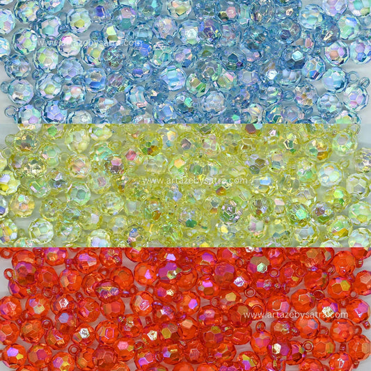 Faceted Round AB Beads Plastic Beads (1 Hole) | Size : 21mm | Qty : 10pcs | PB190