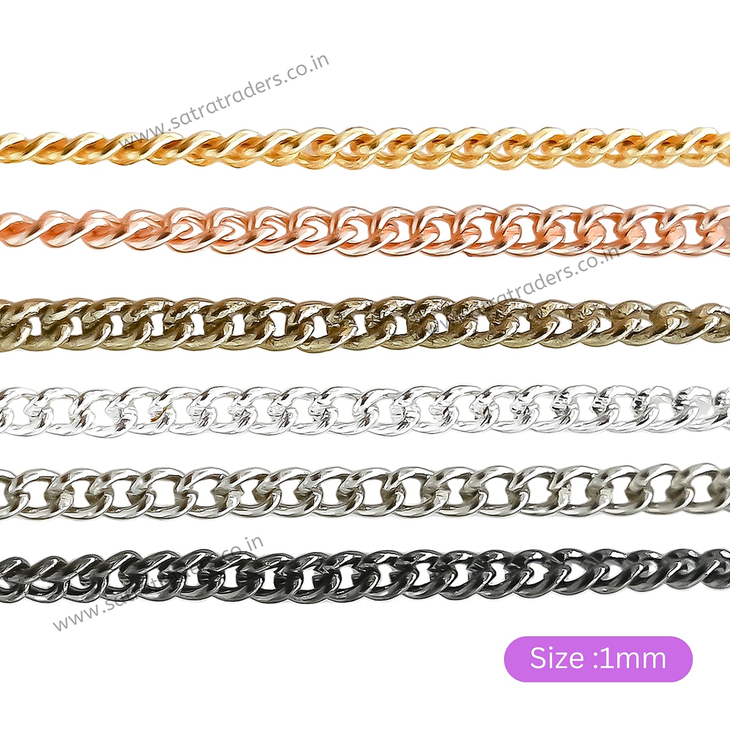Iron Twisted Link Oval Chain | Size:H-1mm W-1mm | 100grm | IC11