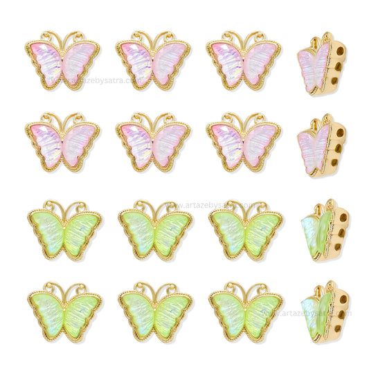 Shimmering Butterfly Charms with Gold Accent | Qty : 1pc | Size : 16mm