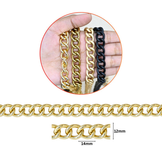 Aluminium Chain | Size : W-12mm H-14mm | Qty : 1mtr | JT-23-12-2