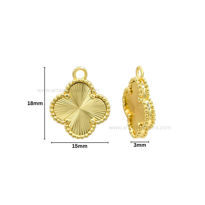 Brass Lucky Clover Charms | High Quality | Size : 18mm | Qty : 2pcs
