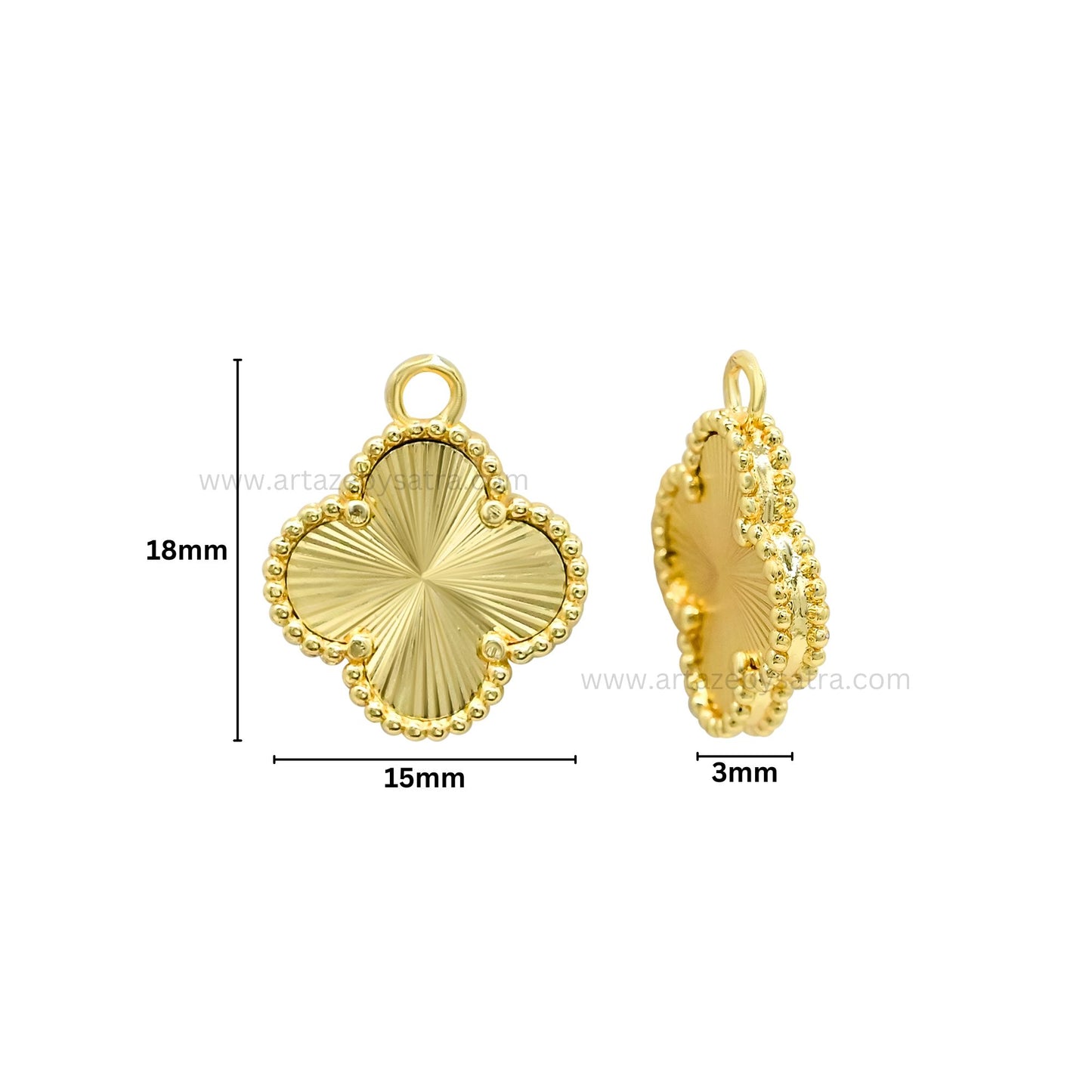 Brass Lucky Clover Charms | High Quality | Size : 18mm | Qty : 6pcs