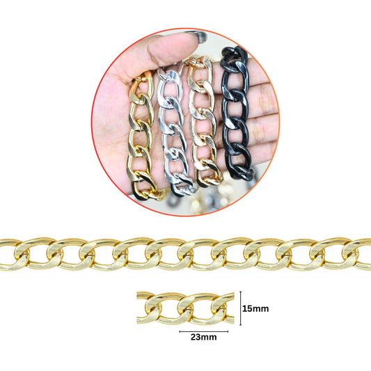 Aluminium Chain | Size : W-15mm H-23mm | Qty : 1mtr | JT-19-35-39