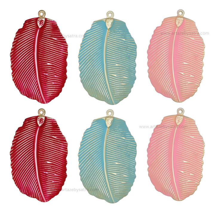 1 Loop Leaf Coloured Metal Art | Size : 3inch | Qty : 10pcs | MA473