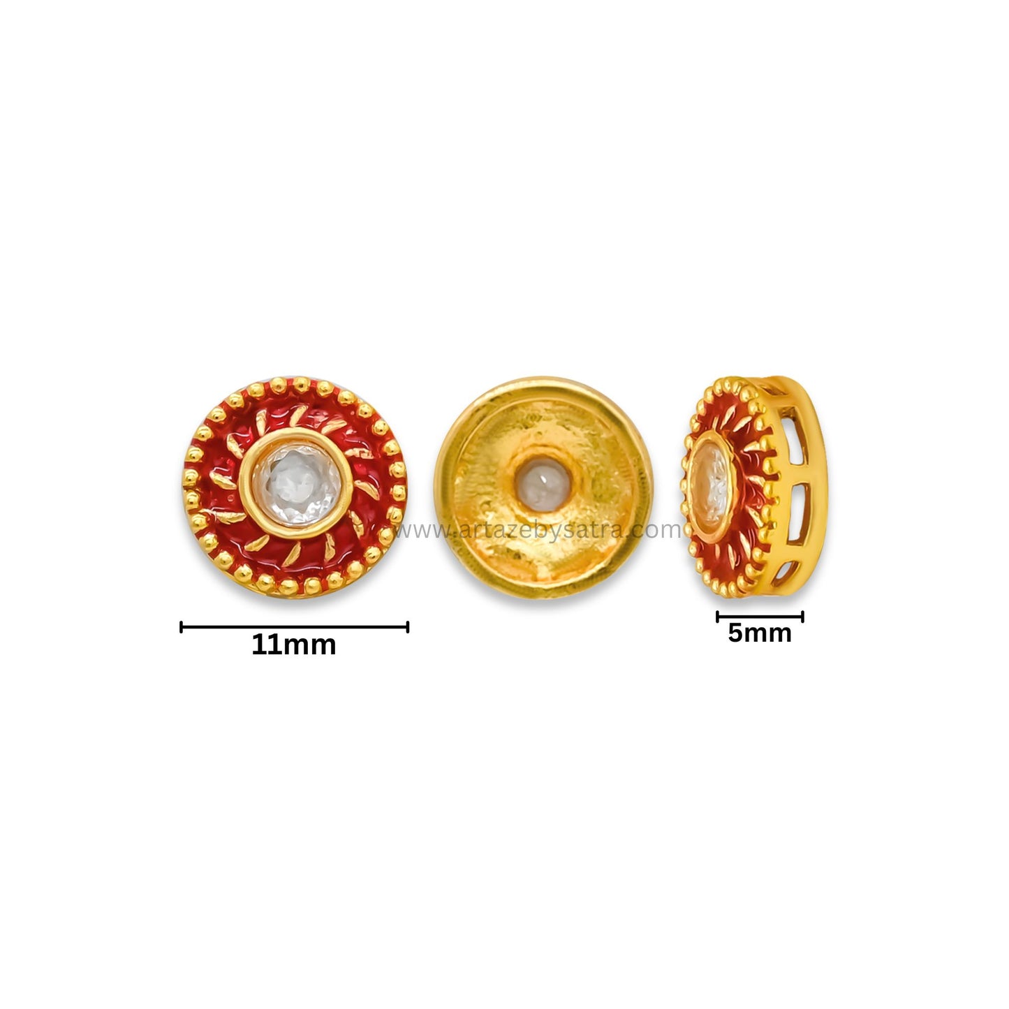 Round Shape Meenakari Kundan Beads | Size : 11mm | Qty : 12pcs | MK30