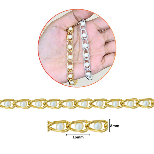 Aluminium Chain | Size : W-8mm H-16mm | Qty : 1mtr | JT-9-35-6