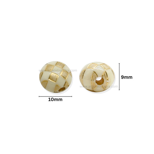 Round Checkerboard Beads | Size : 10mm | PB107