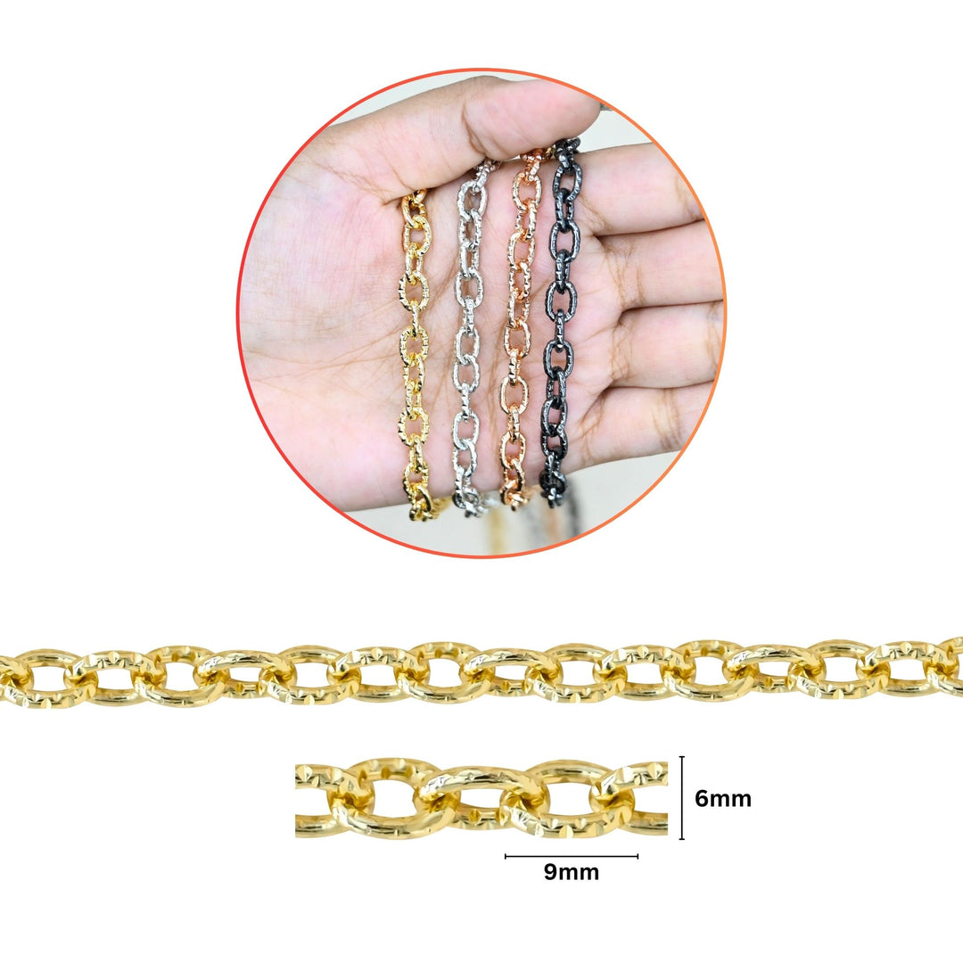 Aluminium Chain | Size : W-6mm H-9mm | Qty : 1mtr | JT-16-57-6