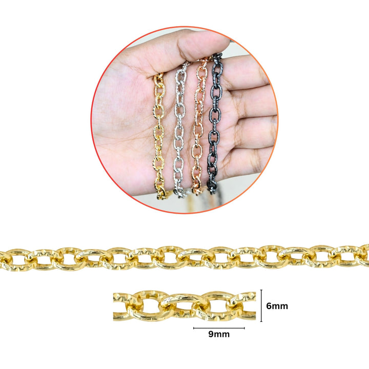 Aluminium Chain | Size : W-6mm H-9mm | Qty : 1mtr | JT-16-57-6