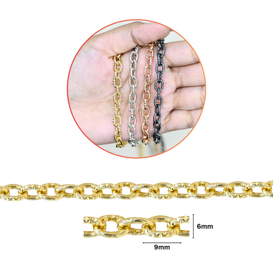 Aluminium Chain | Size : W-6mm H-9mm | Qty : 1mtr | JT-16-57-6