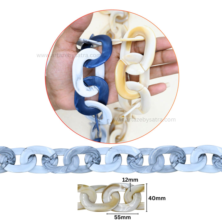 Acrylic Chains | Size : H-40mm W-55mm | Qty : 1mtr | AC23