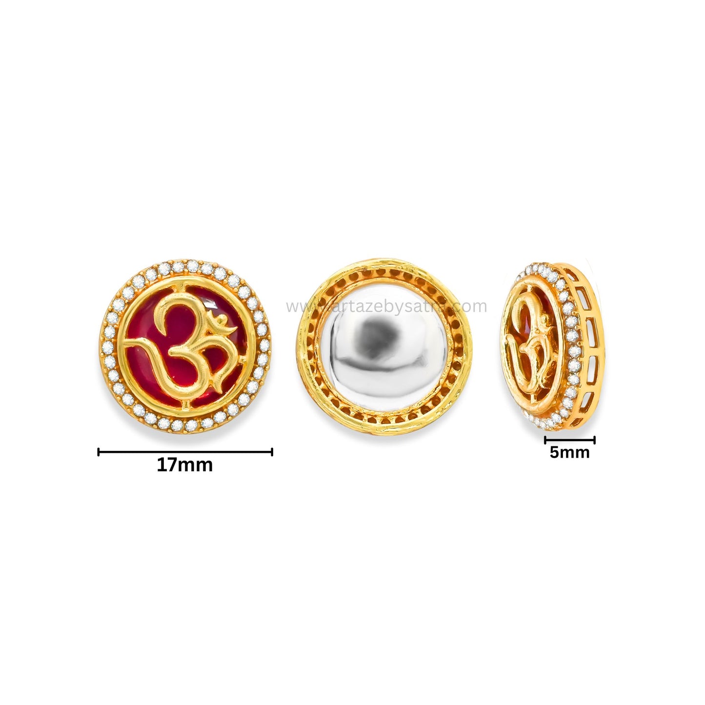 Om Meenakari Kundan Beads | Size : 17mm | Qty : 12pcs | MK23