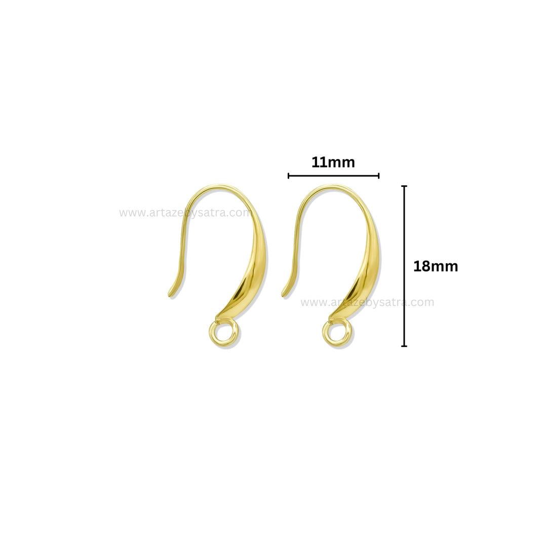 Brass French Earring Hooks with Open Loop | High Quality | Size : 18mm | Qty : 2pcs | EF76
