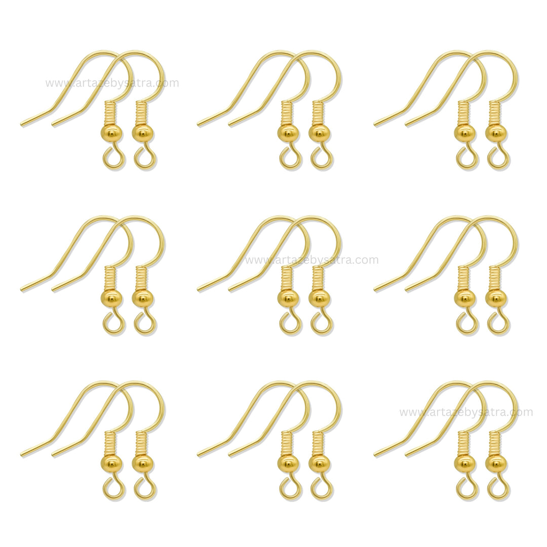 Brass Fish Hook Earring Wires with Bead and Open Loop | High Quality | Size : 18mm | Qty : 2pcs | EF78