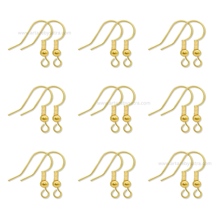 Brass Fish Hook Earring Wires with Bead and Open Loop | High Quality | Size : 18mm | Qty : 2pcs | EF78