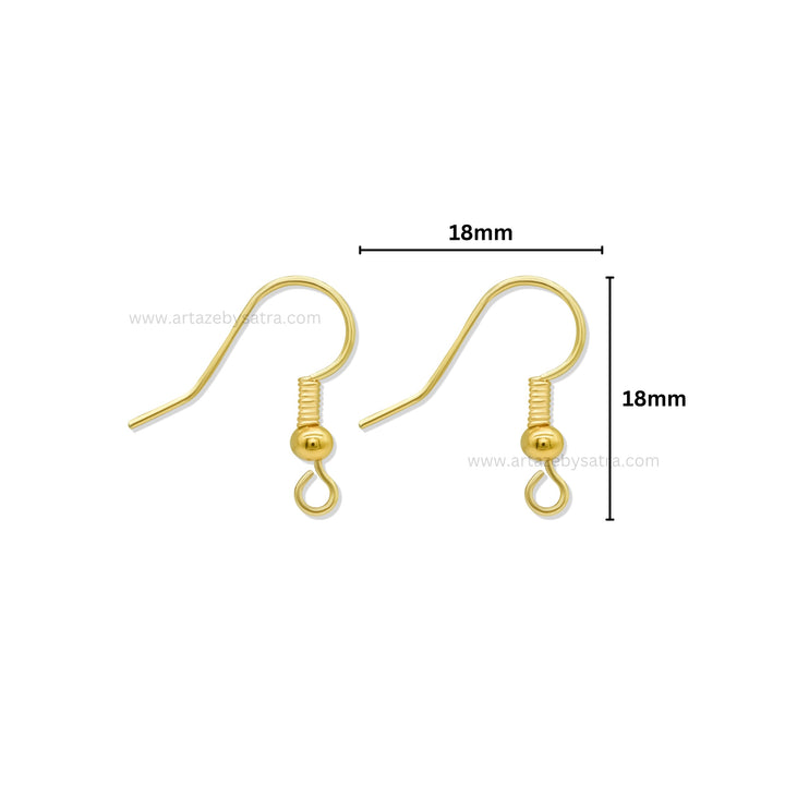Brass Fish Hook Earring Wires with Bead and Open Loop | High Quality | Size : 18mm | Qty : 2pcs | EF78