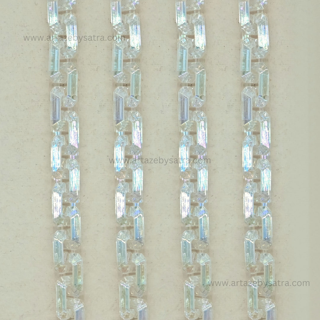 Transparent White Link Chain | Size : 21mm | Qty : 1mtr | AC29