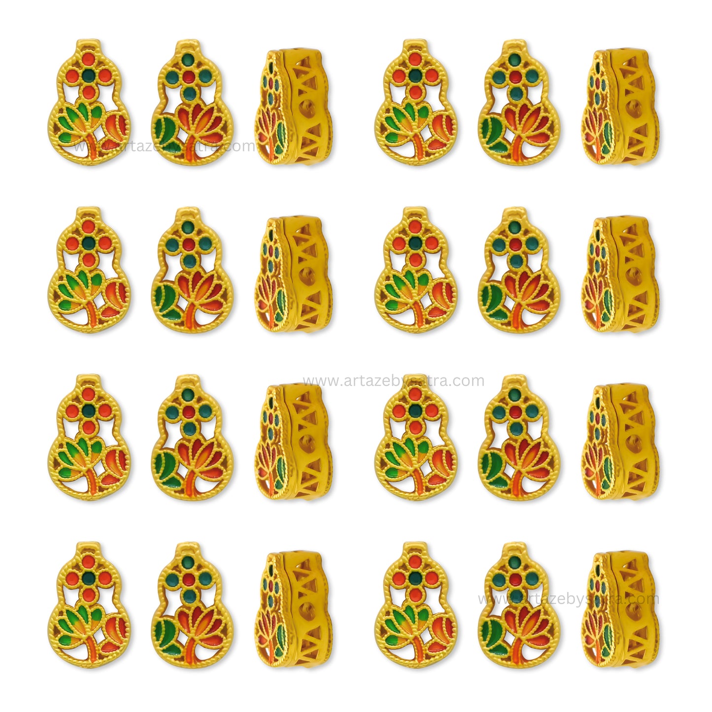 Brass Enamel Multicolor Charms Beads | High Quality | Size : 11mm | Qty : 4pcs