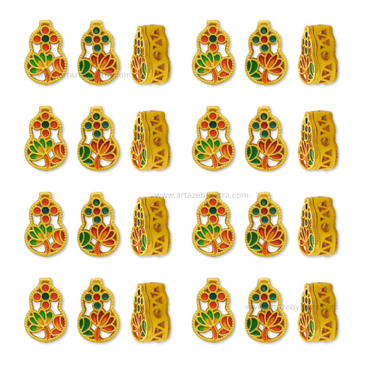 Brass Enamel Multicolor Charms Beads | High Quality | Size : 11mm | Qty : 4pcs
