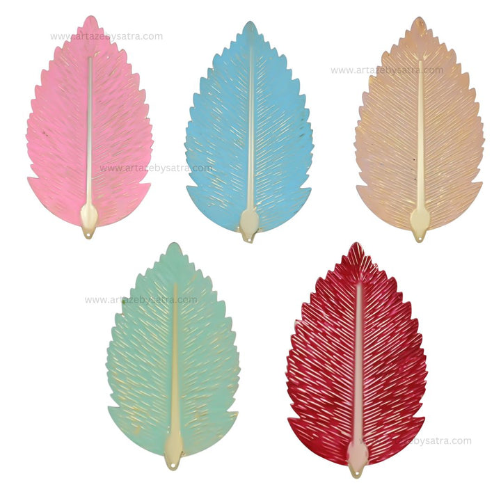 Leaf Coloured Metal Art | Size : 4.5,5.5inch | Qty : 4pcs | MA477