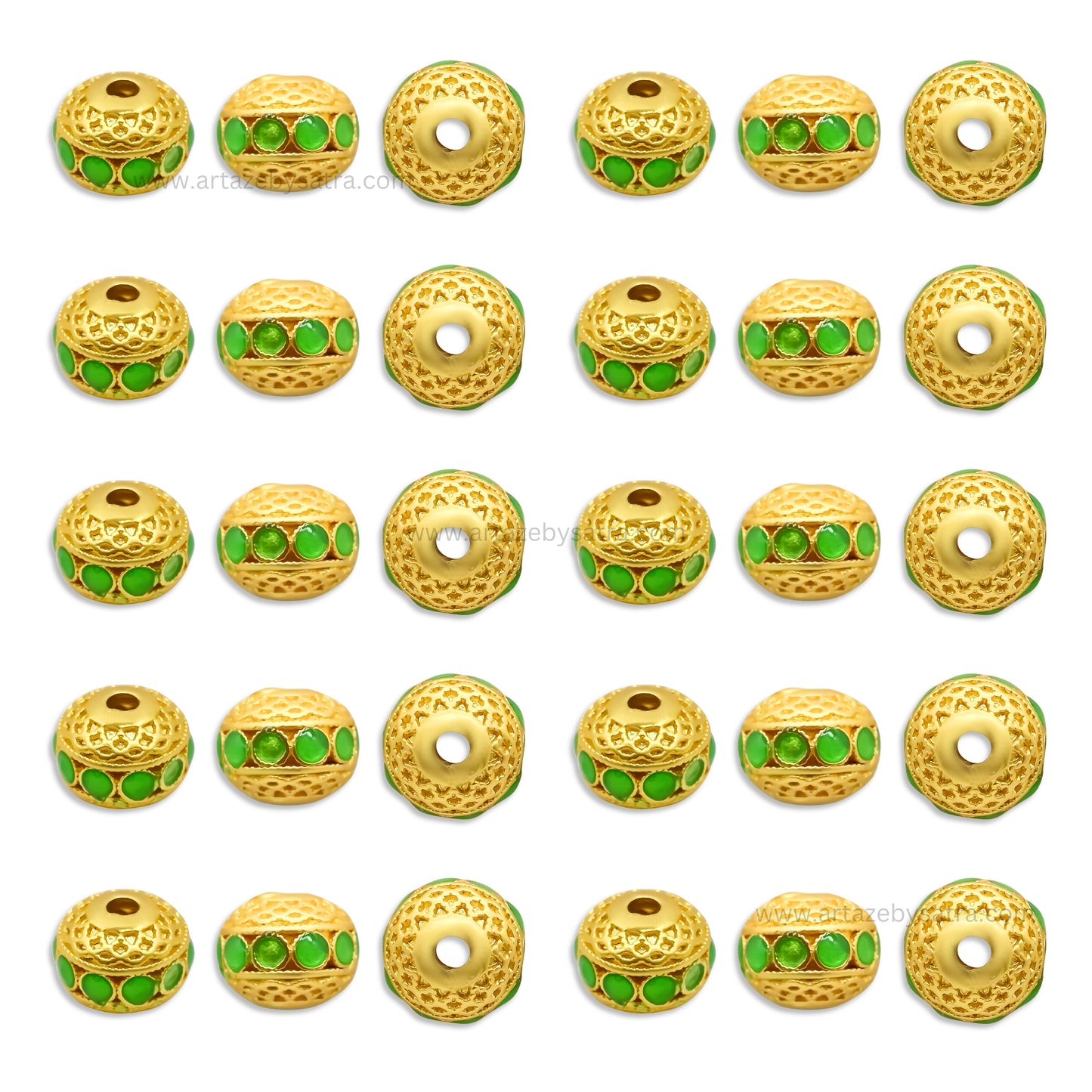 Brass Green Enamel Charms | High Quality | Size : 10mm | Qty : 4pcs