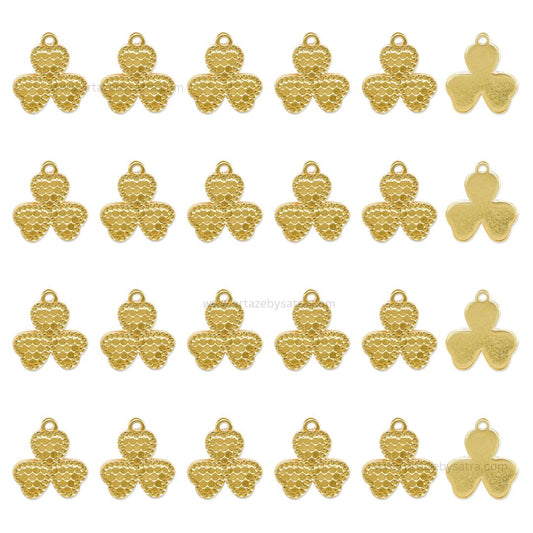 Clover Brass Charms | High Quality | Size : 12mm | Qty : 2pcs