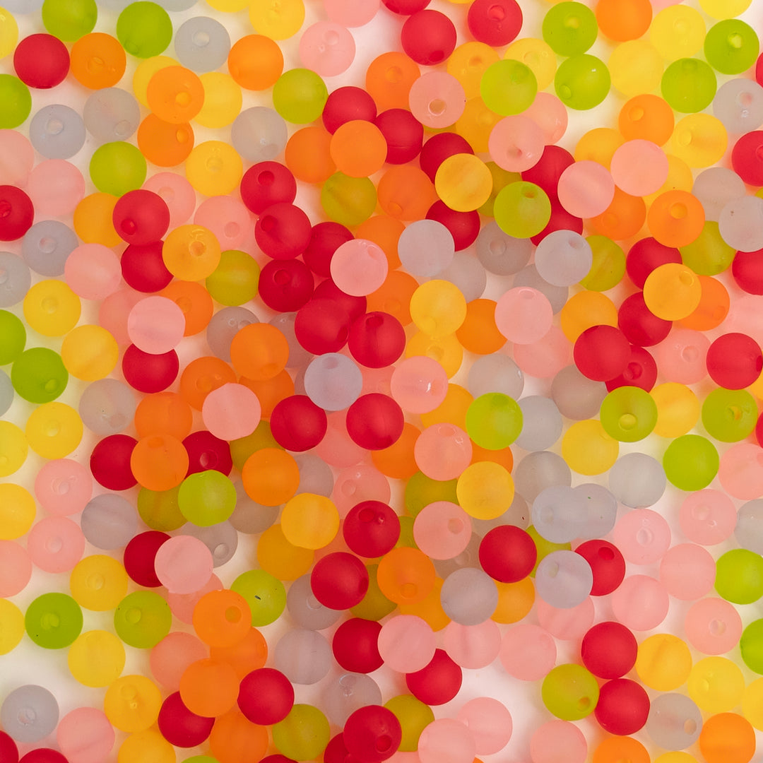 Assorted Plastic Matte Beads | Size: 8mm | PB88