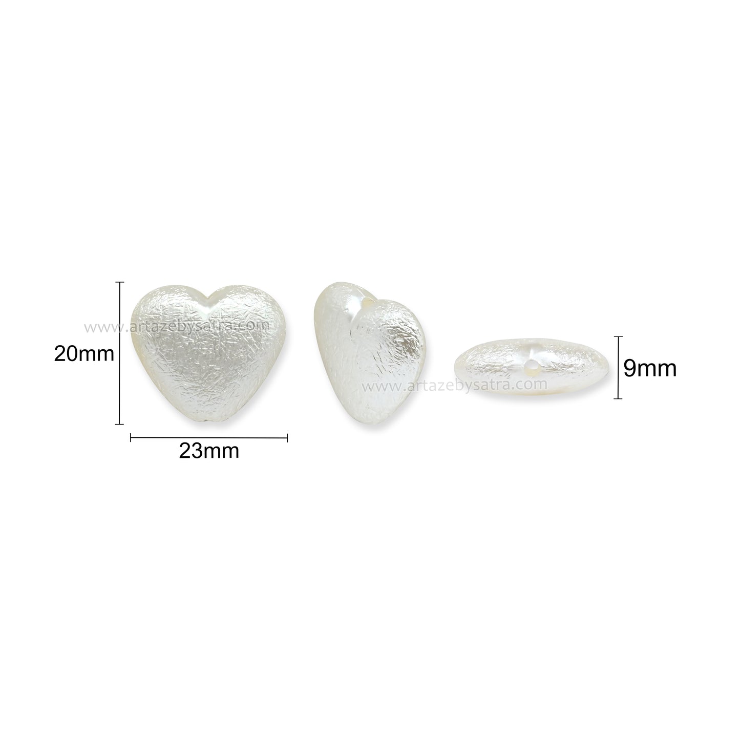 Crushed Heart Shape Pearl Finish Beads | Size : 20mm | PPB118