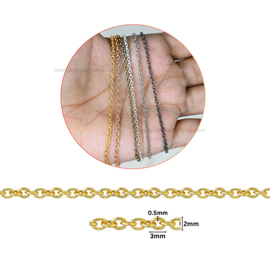 Iron Twisted Link O-Shaped Chain | Size:H-2mm W-2mm| Qty : 100g | IC05