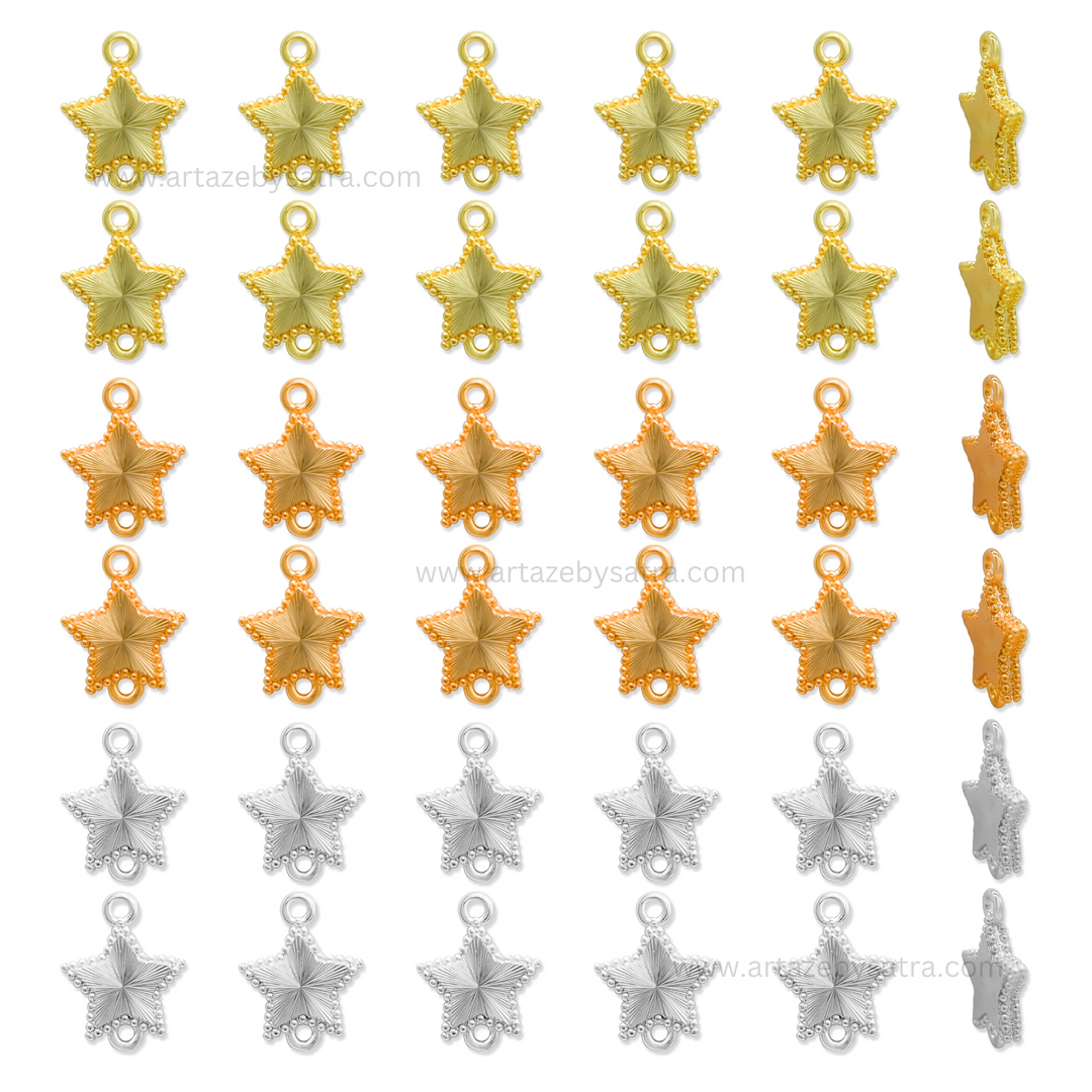 Brass Star Charm Connector | High Quality | Size : 13mm | Qty : 2pcs