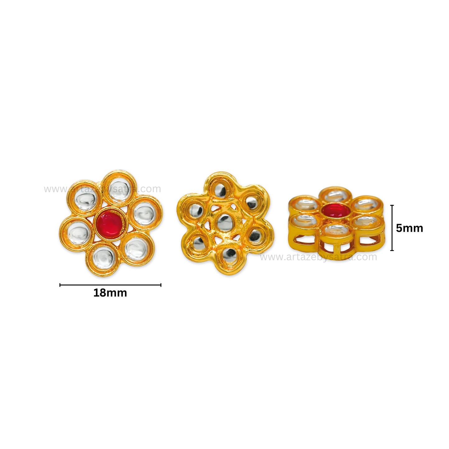 Meenakari Kundan Beads | Size : 18mm | Qty : 12pcs | MK14