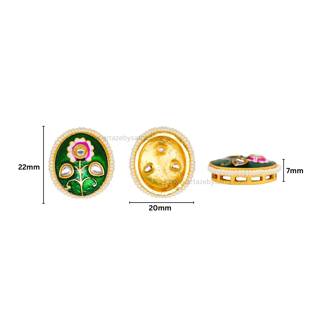 Meenakari Kundan Beads | Size : 22mm | Qty : 6pcs | C-591