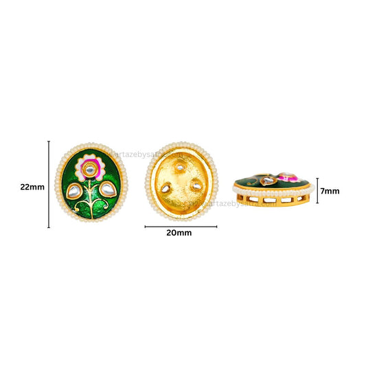 Meenakari Kundan Beads | Size : 22mm | Qty : 6pcs | C-591