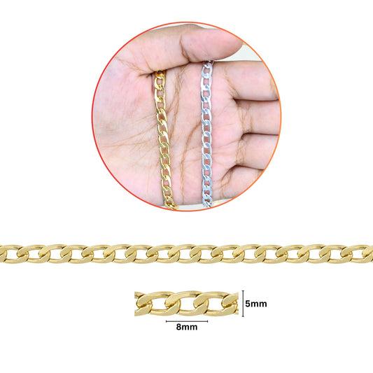 Aluminium Chain | Size : W-5mm H-8mm | Qty : 1mtr | JT-16-57-3