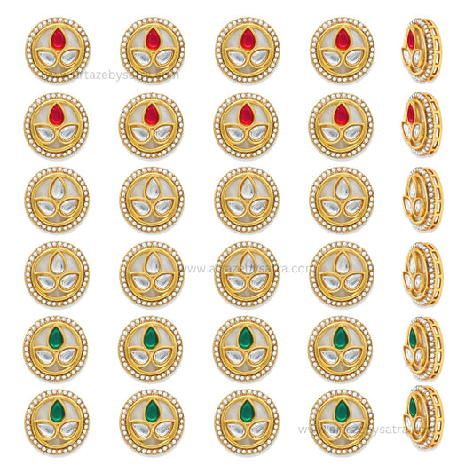 Meenakari Kundan Beads | Size : 19mm | Qty : 12pcs | MK20