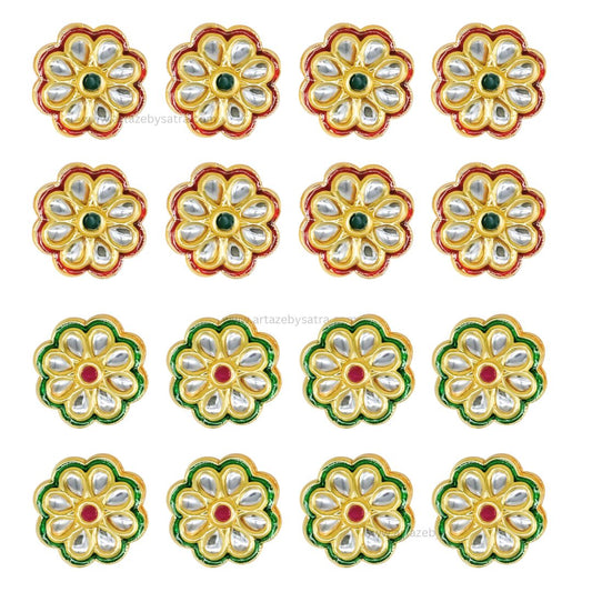 Meenakari Kundan Beads | Size : 25mm | Qty : 4pcs | MKB45