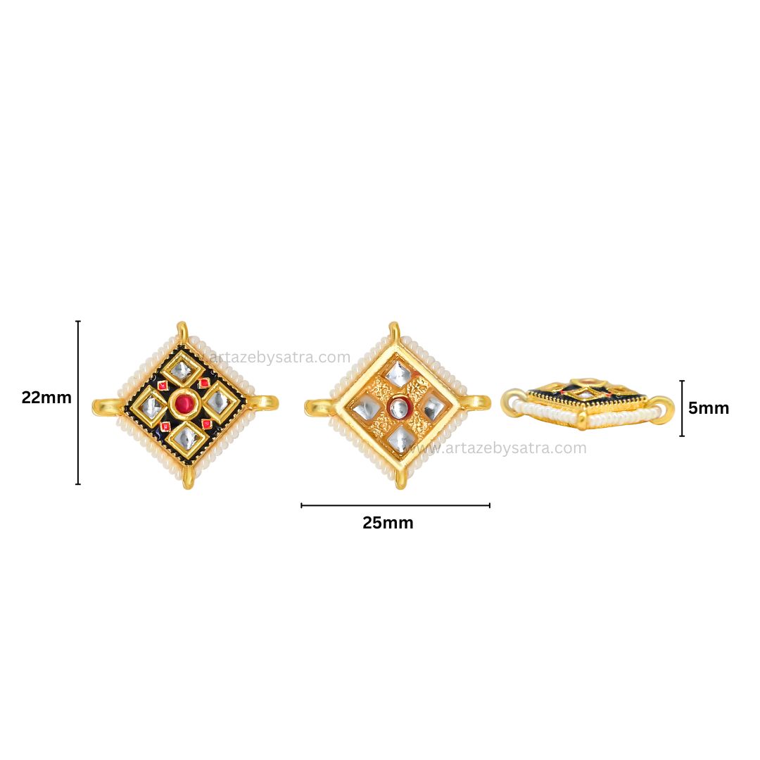 Meenakari Kundan Beads | Size : 22mm | Qty : 12pcs | C-262