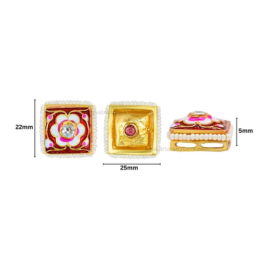 Meenakari Kundan Beads | Size : 22mm | Qty : 12pcs | C-398