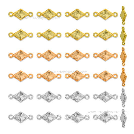 Brass Diamond Shape Charm Connector | High Quality | Size : 15mm | Qty : 2pcs