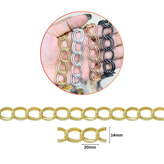 Aluminium Chain | Size : W-14mm H-20mm | Qty : 1mtr | JT-19-35-17