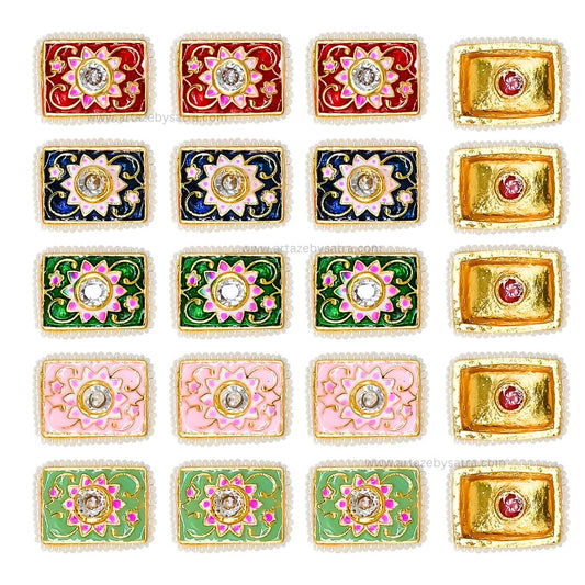 Meenakari Kundan Beads | Size : 14mm | Qty : 12pcs | C-412